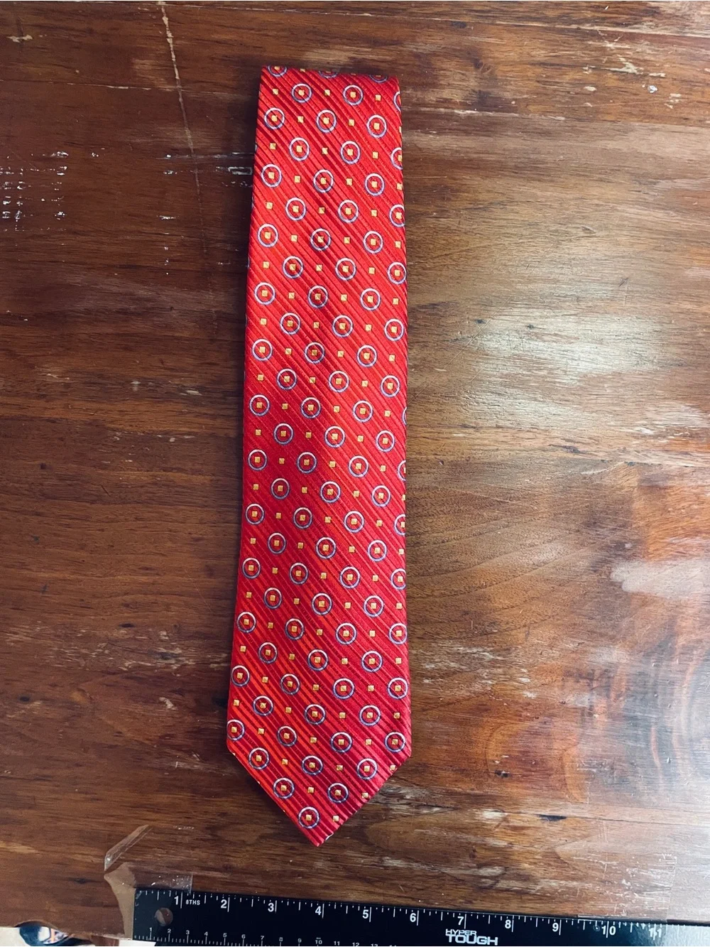 Ermenegildo Zegna 100% Silk Men’s Designer Neck Tie Red Blue Gold Geometric Made